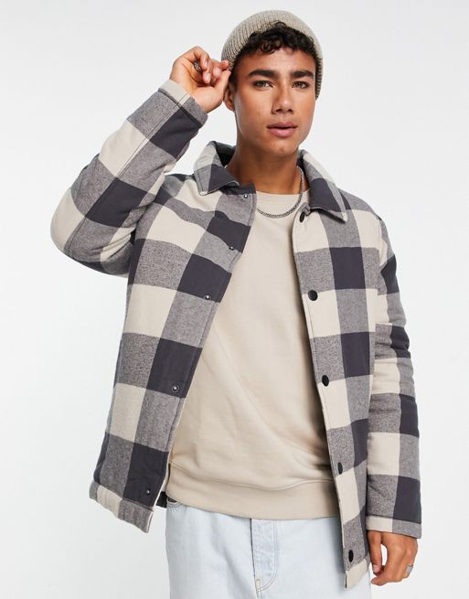 Le Breve check jacket in stone & brown | ASOS
