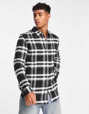 Le Breve Le Breve check shirt in black & white