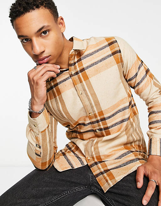 Le Breve check shirt in stone