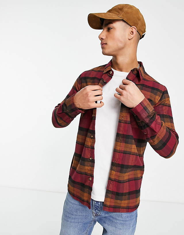 Le Breve - check shirt with pockets in burgundy