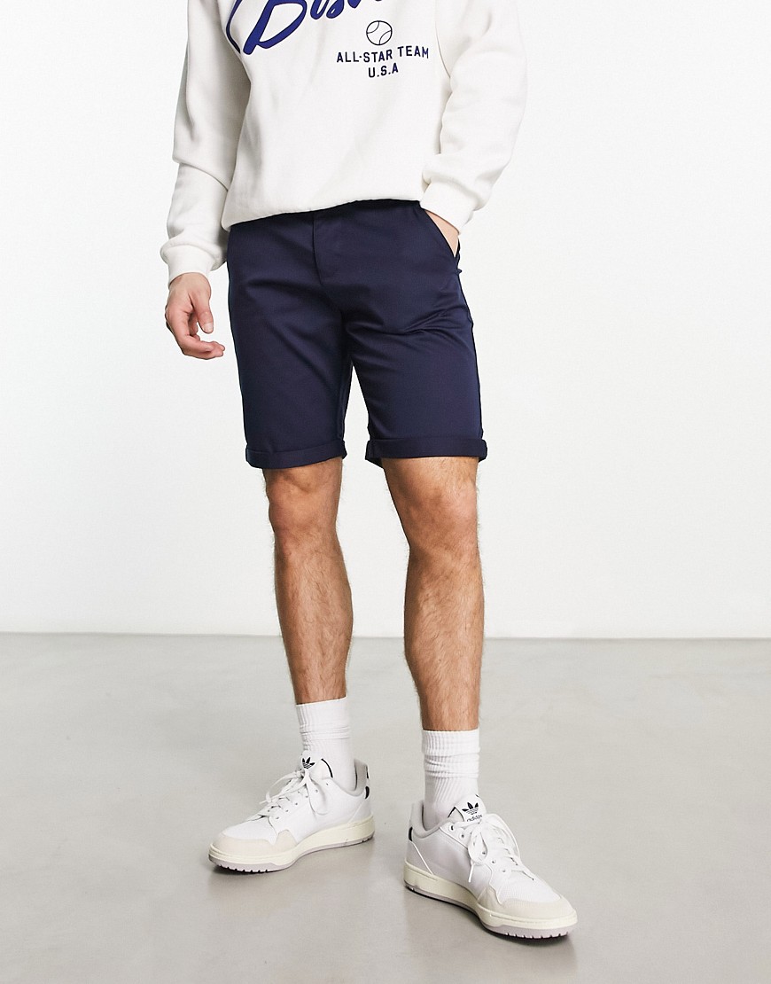 Le Breve Tall Chino Shorts In Black In Navy