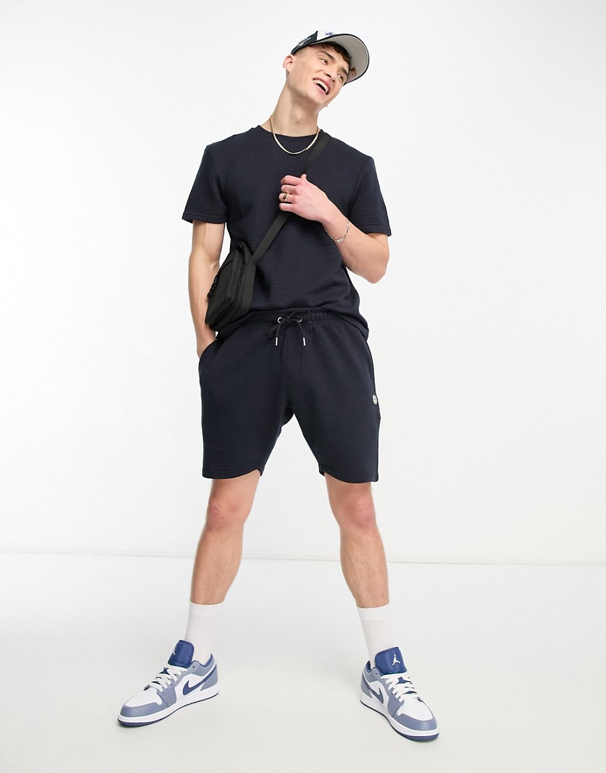 Le Breve co-ord drop needle cord t-shirt in navy