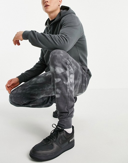 Le Breve co-ord slim fit tie dye joggers in charcoal