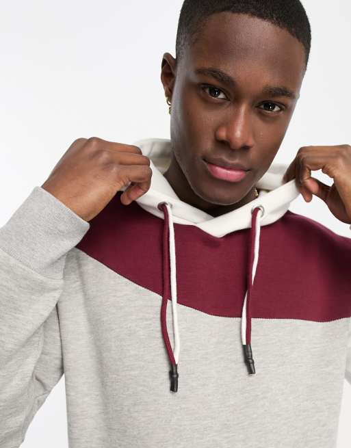 Burgundy color hot sale block hoodie