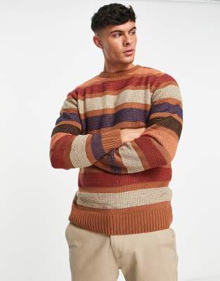 Le Breve colour wave knit jumper in brown | ASOS