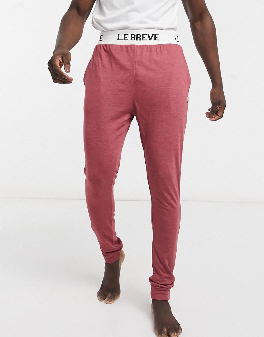 Le Breve coordinating lounge sweatpants in burgundy heather-Red