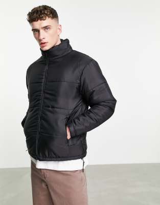 Le Breve crop funnel neck puffer jacket in black