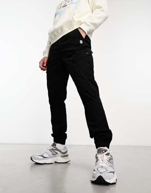 Mens black store cuffed cargo pants