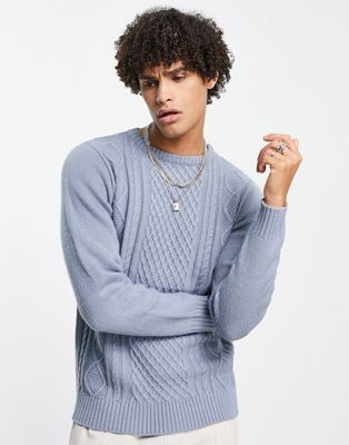 Le Breve diamond cable knit jumper in light grey - ASOS Price Checker