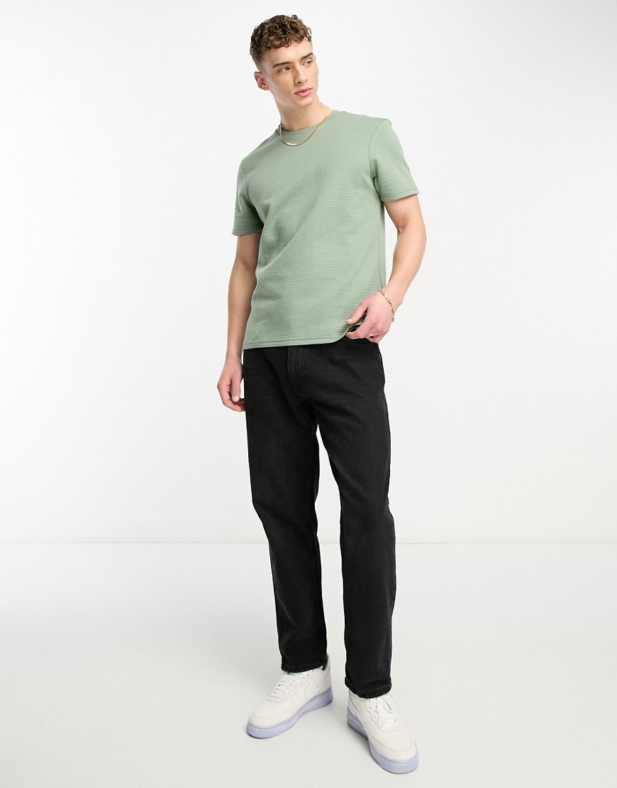 Le Breve drop needle cord t-shirt in pale green