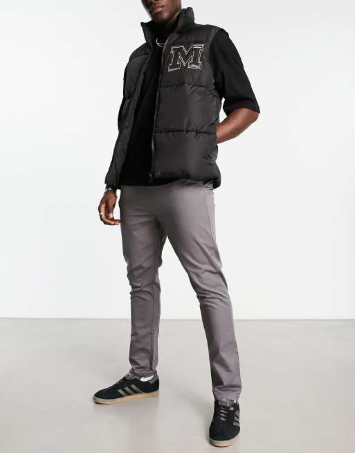 Le Breve elasticated waist chino pants in charcoal, 4 of 4