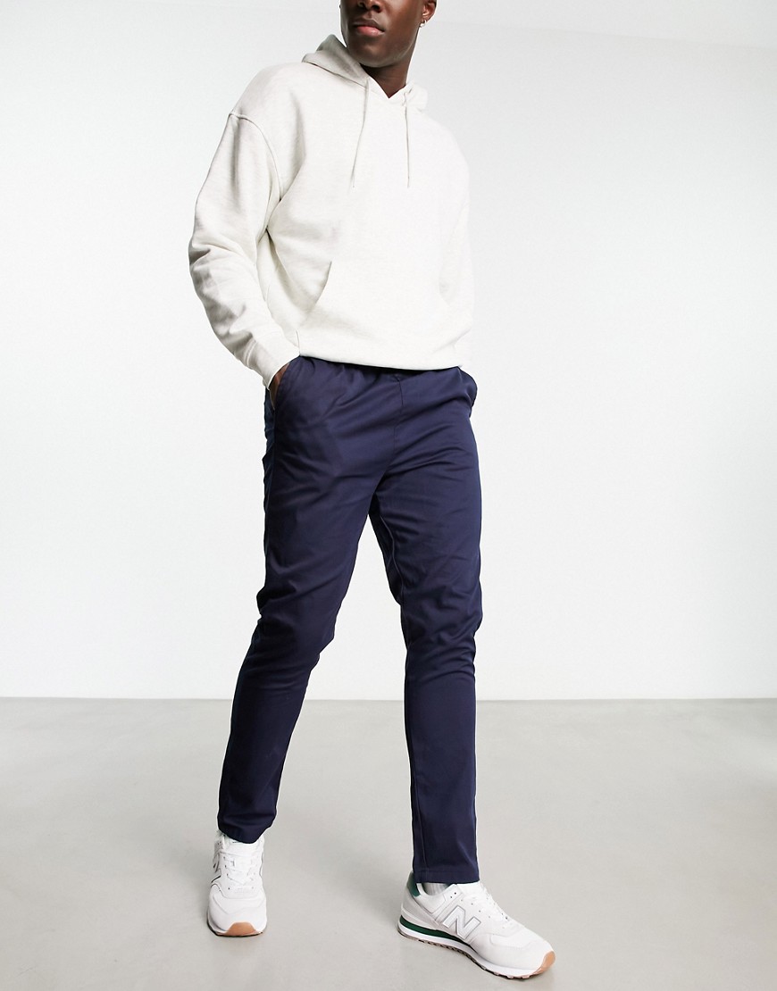 Le Breve elasticated waist chino pants in navy