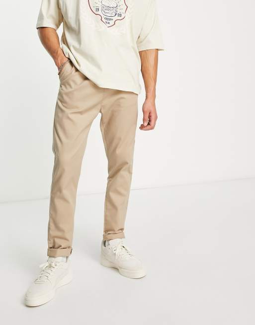 Le Breve elasticated waist chino pants in stone