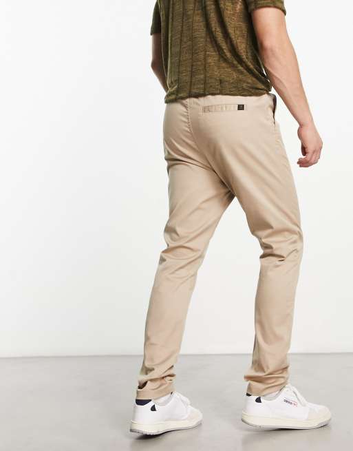 Le Breve elasticated waist chino trousers in stone