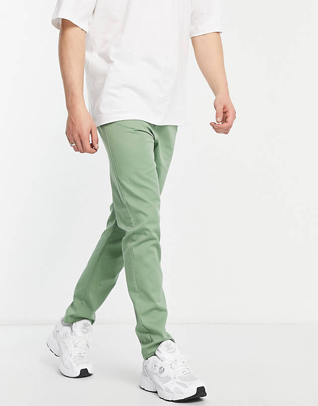 Le Breve - elasticated waist chinos in green