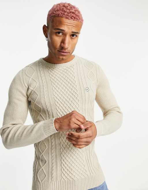 Tall Men's Heavy Cable Knit Sweater