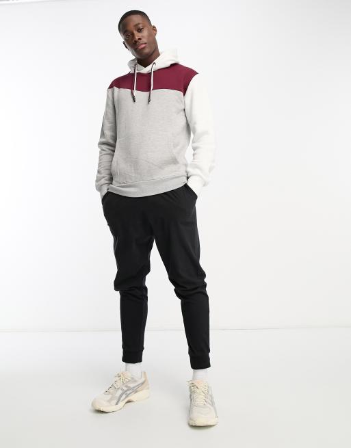 Le Breve - Hoodie met kleurvlakken in grijs