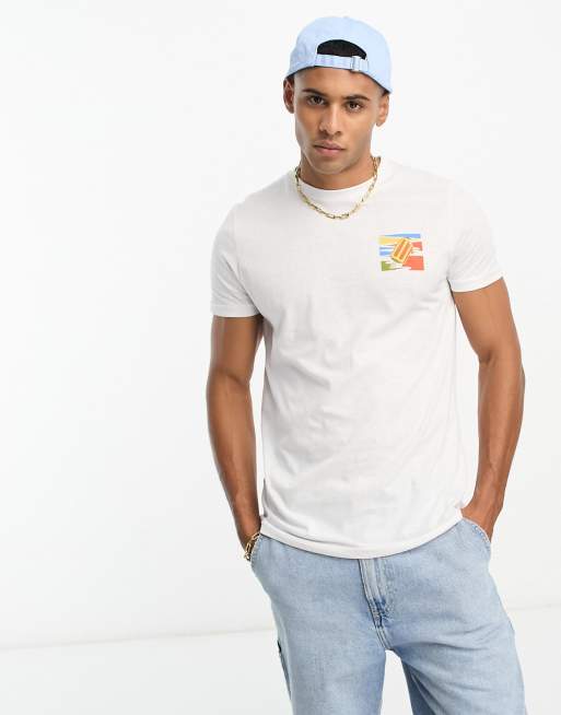 Le Breve Baseball Button Up T-Shirt in White - ASOS Outlet