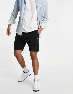 Le Breve - Jersey short met naad in zwart