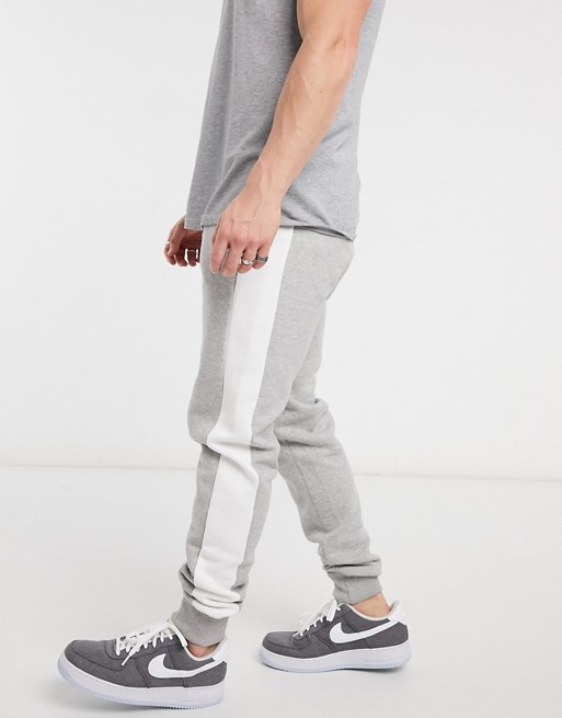 Le Breve joggers co-ord in grey with white stripe