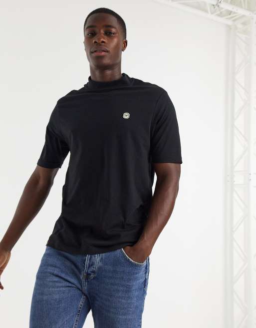 Le Breve – Lang geschnittenes Rollkragen-T-Shirt in Schwarz, 3 von 4