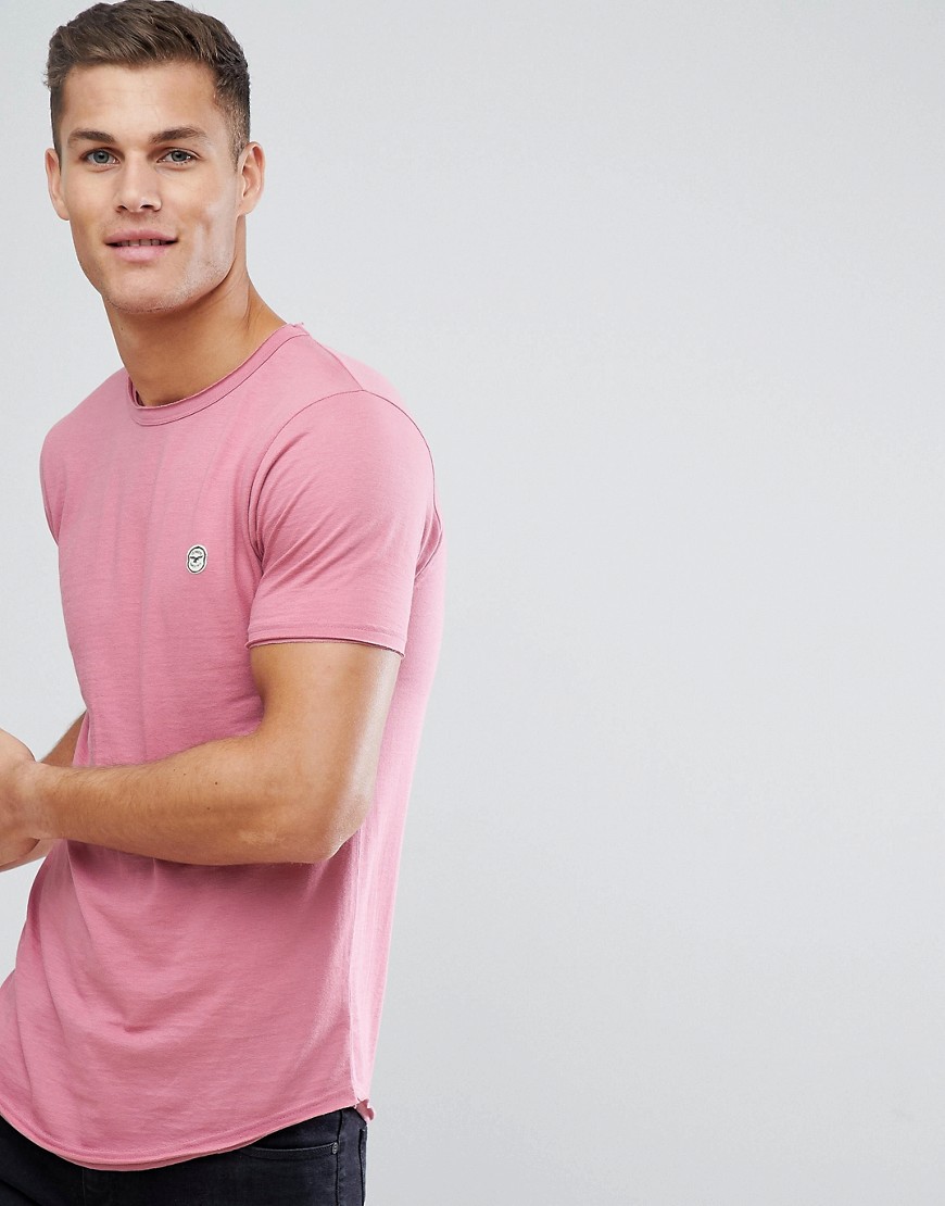 Le Breve - Lang T-shirt met onafgewerkte zoom-Roze