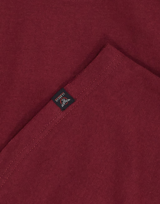 Le Breve long sleeve curved hem t-shirt in burgundy, 3 of 4