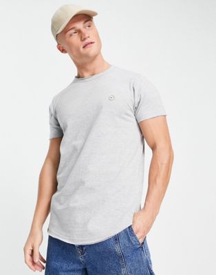 Le Breve longline curved hem t-shirt in light grey
