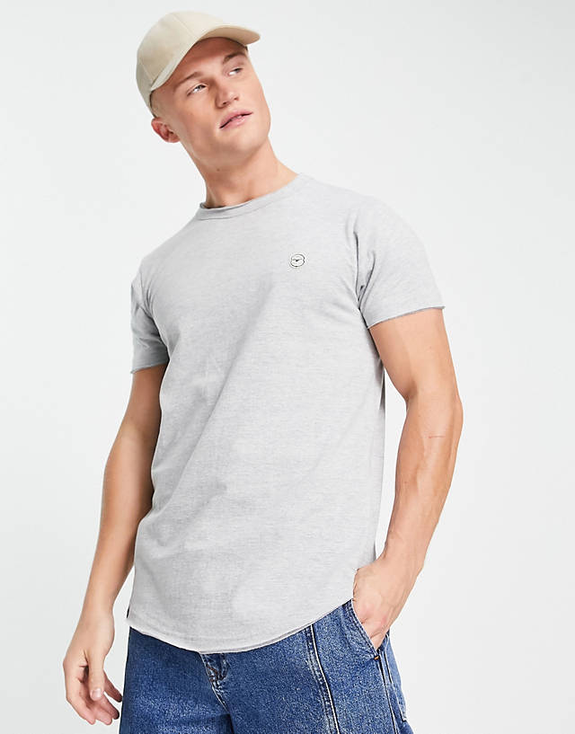 Le Breve - longline curved hem t-shirt in light grey
