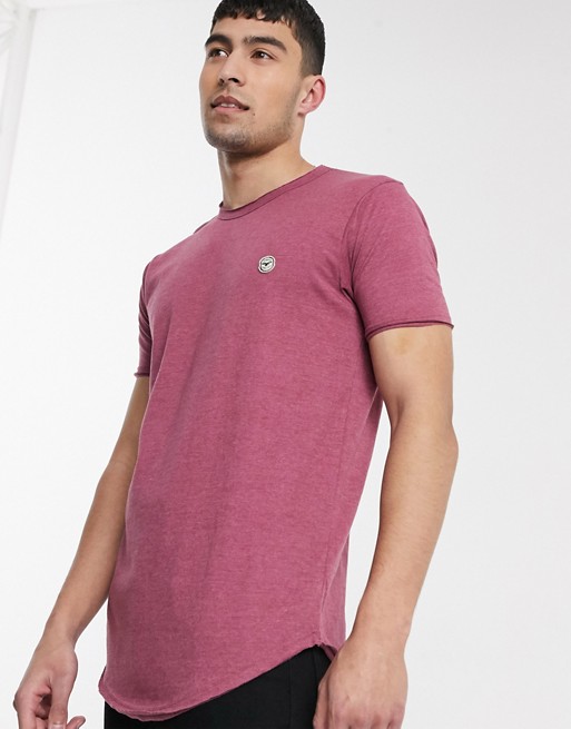 Le Breve longline raw edge t-shirt in red marl