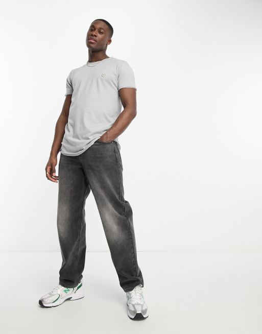 Le Breve – Longline-T-Shirt mit abgerundetem Saum in Hellgrau