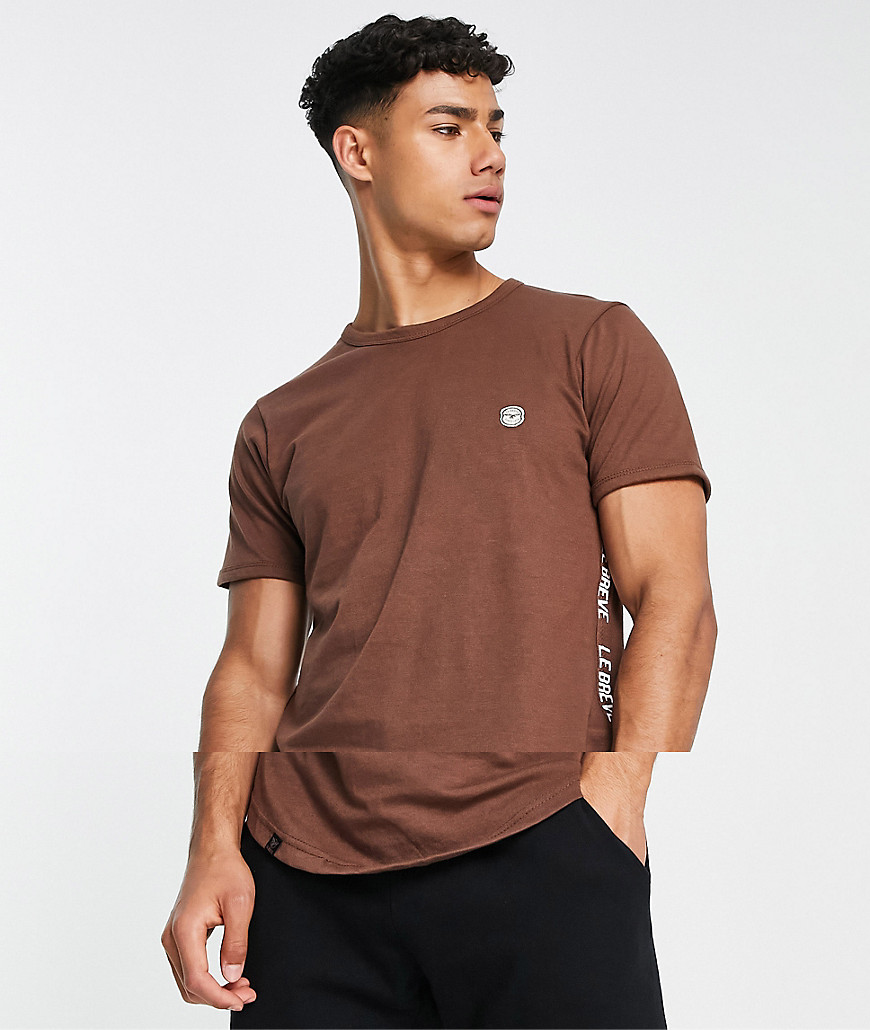 lounge back tape t shirt in chocolate - part of a set-Brown