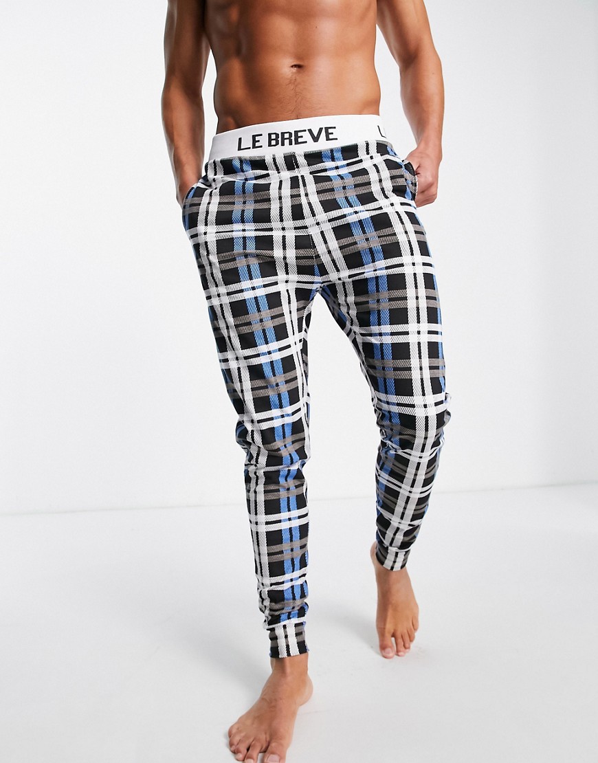 Le Breve lounge bay co -ord joggers in black grey check