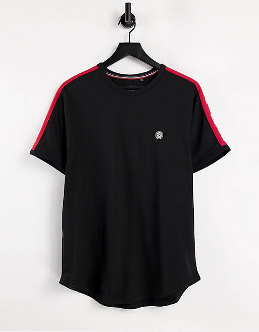 Le Breve lounge co-ord t-shirt in black with red tape