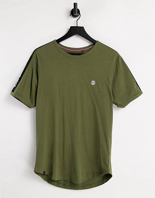 Le Breve lounge co-ord t-shirt in khaki with black tape