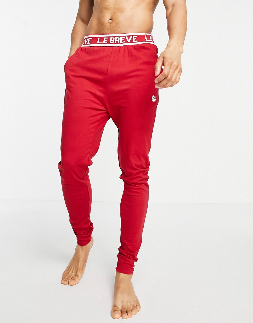 Le Breve lounge coordinating cuffed pants in red