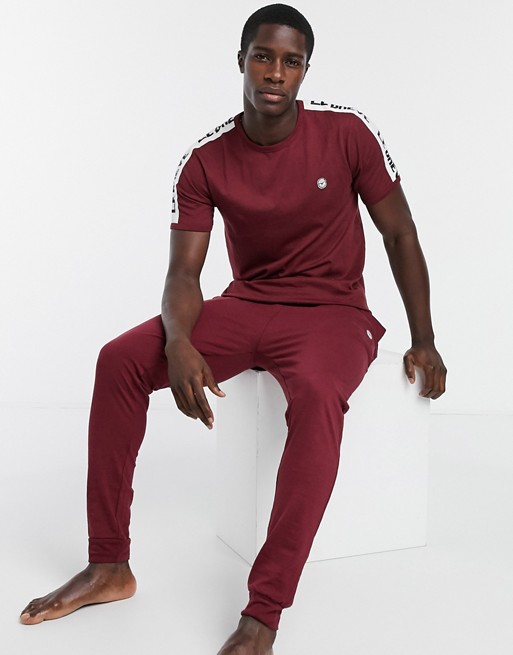 Le Breve lounge joggers co-ord in burgandy