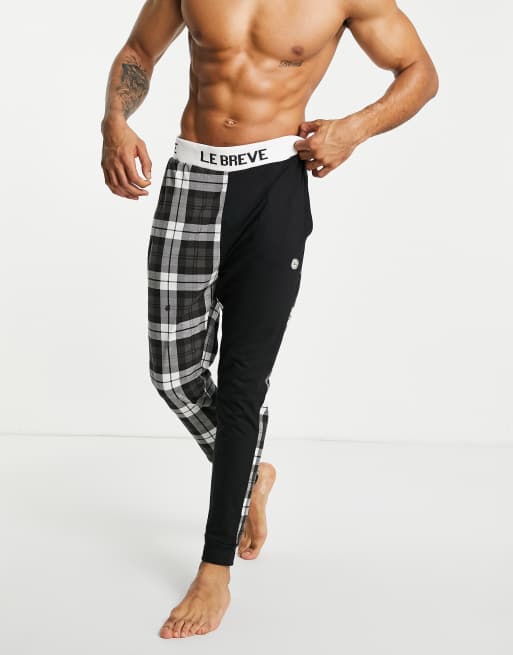 Le Breve lounge joker co-ord joggers in black check