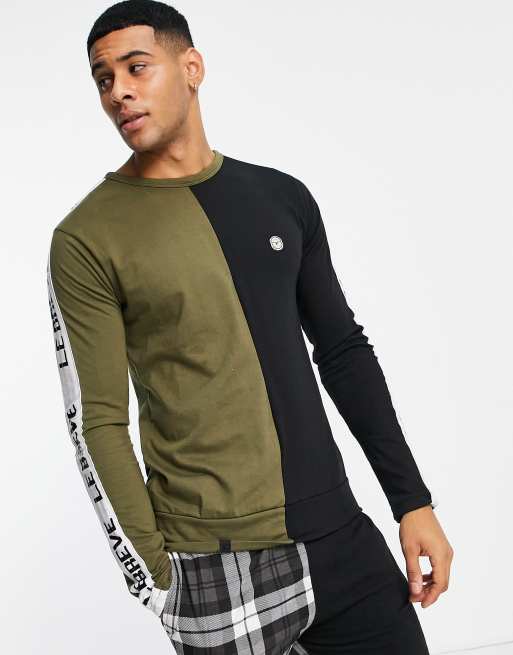 Le Breve lounge joker sweatshirt in khaki and black - part of a set 