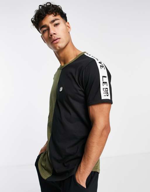 Le Breve lounge joker T-shirt in khaki and black (part of a set) 