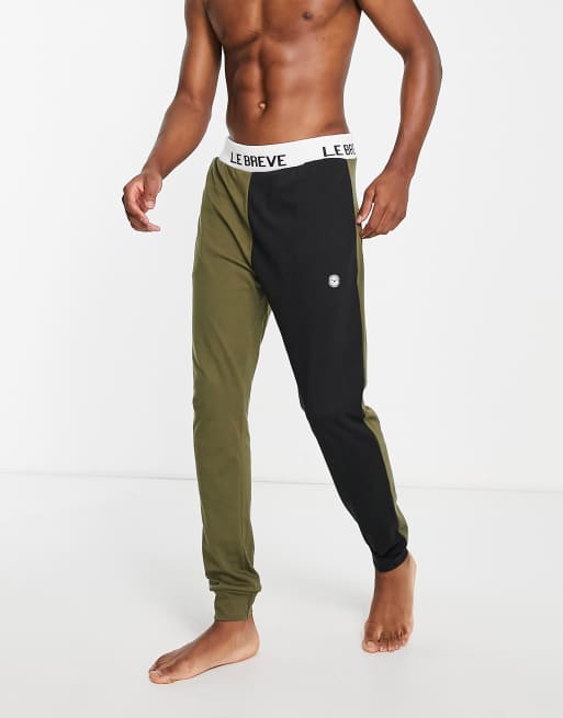 Le Breve lounge joker trackies in khaki and black (part of a set) 