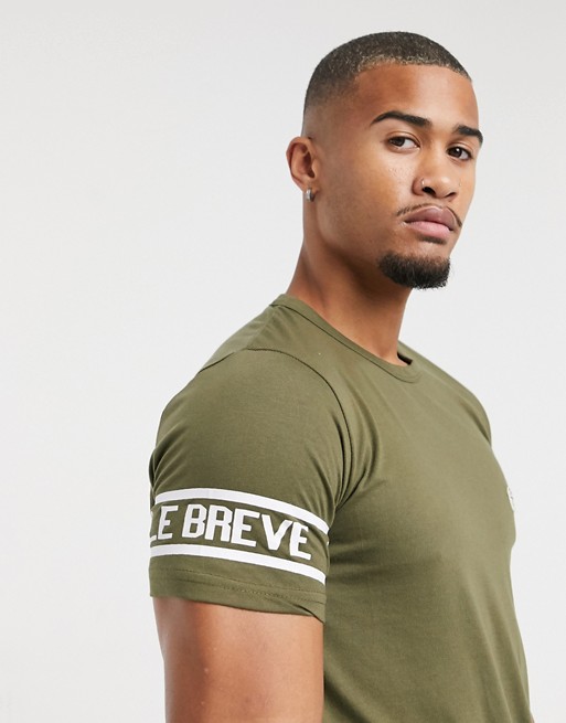 Le Breve lounge printed t-shirt in khaki and white
