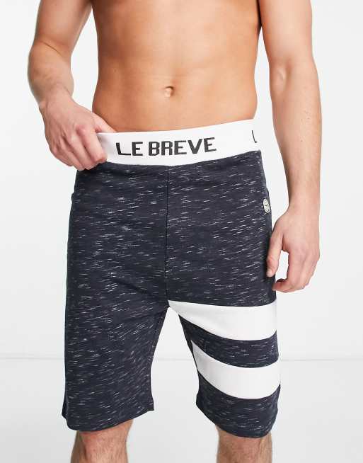 Le Breve – Lounge-Shorts in Marineblau mit Streifen in Weiß, Kombiteil