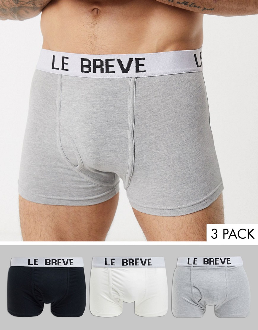 Le Breve – Mehrfarbige Unterhosen aus Bio-Baumwolle im 3er-Pack-Schwarz