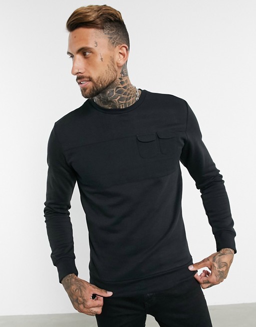 Le Breve mix and match cargo sweatshirt in black