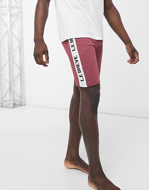 Le Breve mix and match lounge shorts in burgundy marl