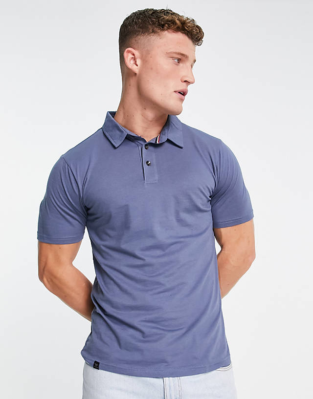 Le Breve - muscle fit polo in blue