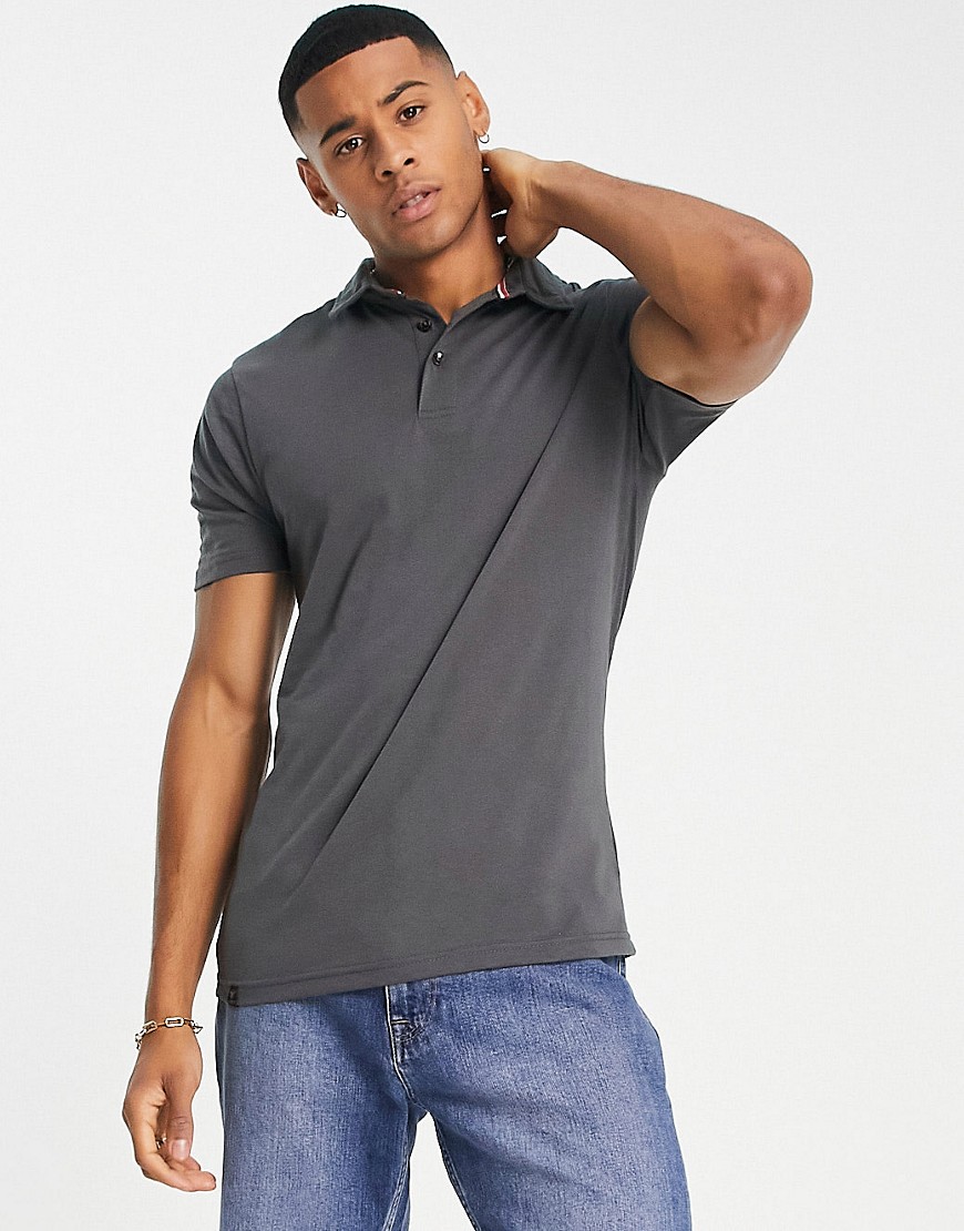 Le Breve muscle fit polo in charcoal-Gray
