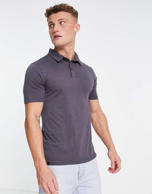 Le Breve muscle fit polo in dark grey | ASOS