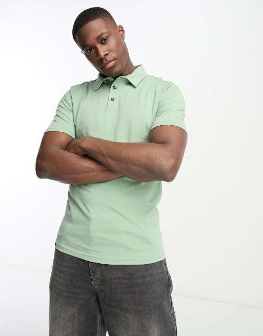 Le Breve - Muscle fit polo in lichtgroen